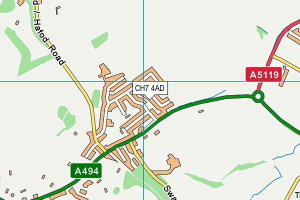 CH7 4AD map - OS VectorMap District (Ordnance Survey)