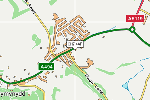 CH7 4AF map - OS VectorMap District (Ordnance Survey)