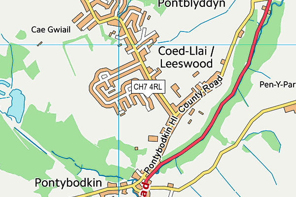 CH7 4RL map - OS VectorMap District (Ordnance Survey)