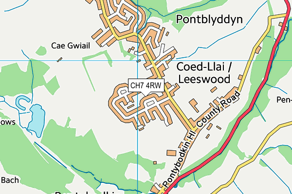 CH7 4RW map - OS VectorMap District (Ordnance Survey)