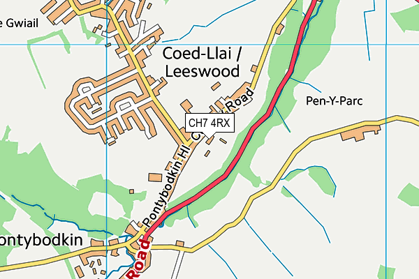 CH7 4RX map - OS VectorMap District (Ordnance Survey)