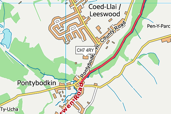 CH7 4RY map - OS VectorMap District (Ordnance Survey)