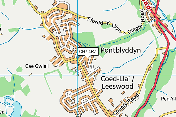 CH7 4RZ map - OS VectorMap District (Ordnance Survey)