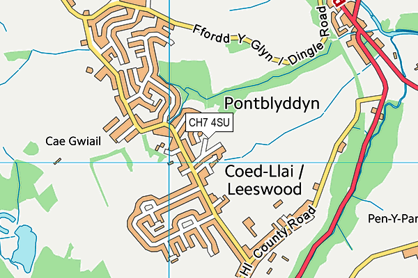 CH7 4SU map - OS VectorMap District (Ordnance Survey)