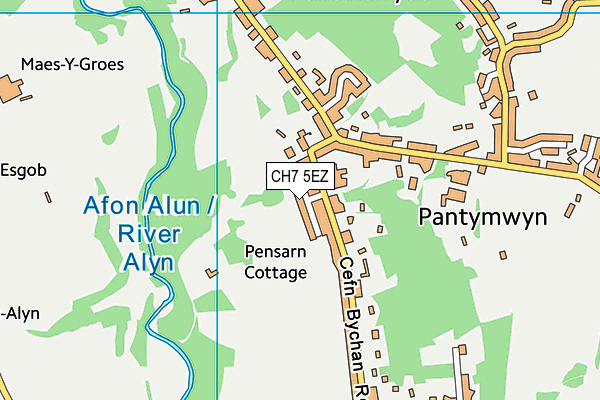 CH7 5EZ map - OS VectorMap District (Ordnance Survey)