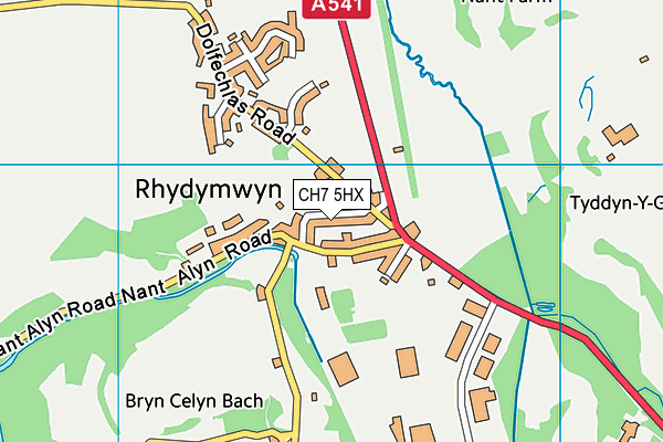 CH7 5HX map - OS VectorMap District (Ordnance Survey)