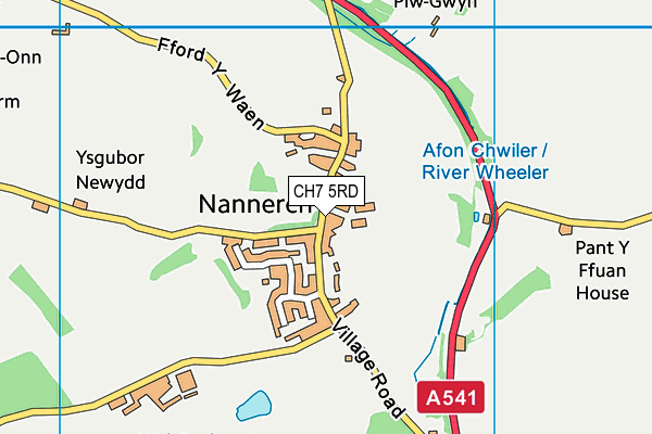 Nannerch Primary School map (CH7 5RD) - OS VectorMap District (Ordnance Survey)