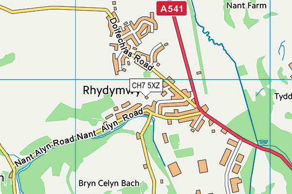 CH7 5XZ map - OS VectorMap District (Ordnance Survey)