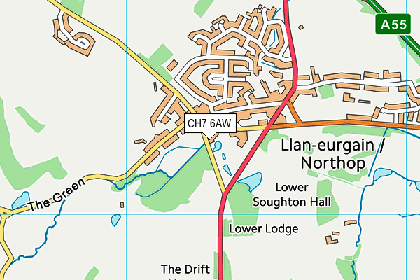 CH7 6AW map - OS VectorMap District (Ordnance Survey)