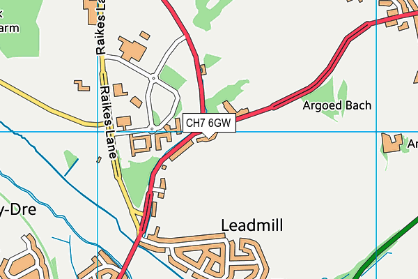 CH7 6GW map - OS VectorMap District (Ordnance Survey)