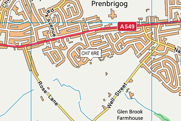 CH7 6RE map - OS VectorMap District (Ordnance Survey)