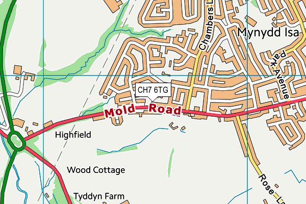 CH7 6TG map - OS VectorMap District (Ordnance Survey)