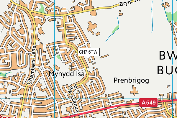 CH7 6TW map - OS VectorMap District (Ordnance Survey)