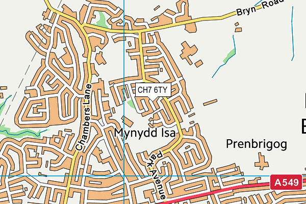 CH7 6TY map - OS VectorMap District (Ordnance Survey)