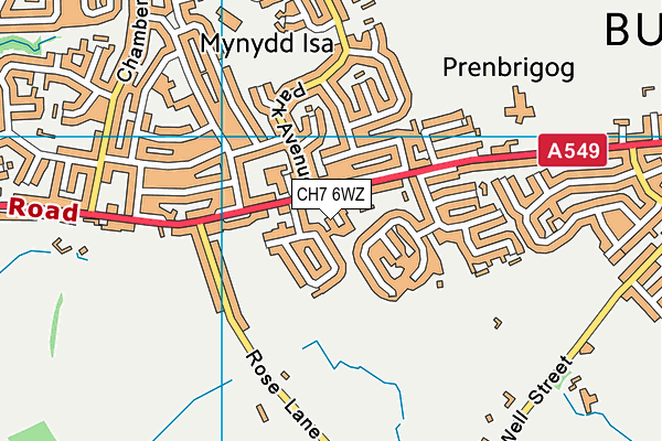 CH7 6WZ map - OS VectorMap District (Ordnance Survey)