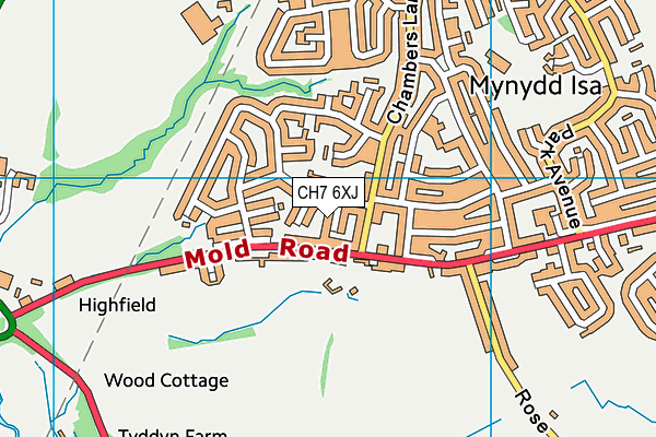 CH7 6XJ map - OS VectorMap District (Ordnance Survey)