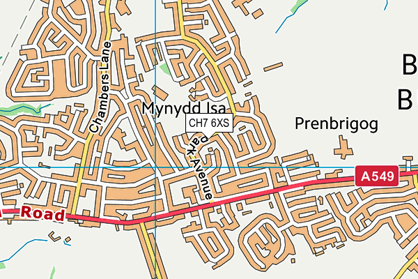 CH7 6XS map - OS VectorMap District (Ordnance Survey)