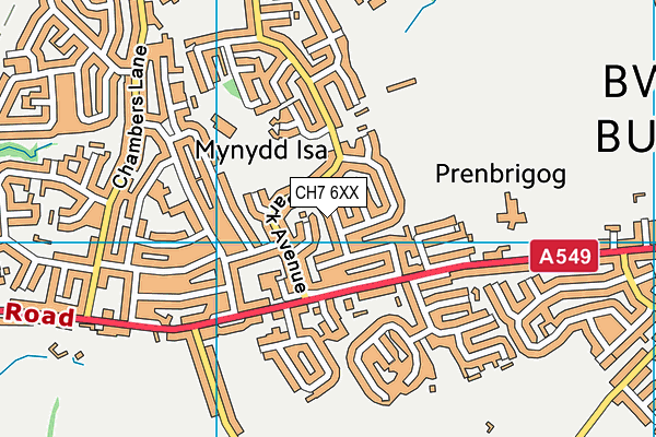 CH7 6XX map - OS VectorMap District (Ordnance Survey)