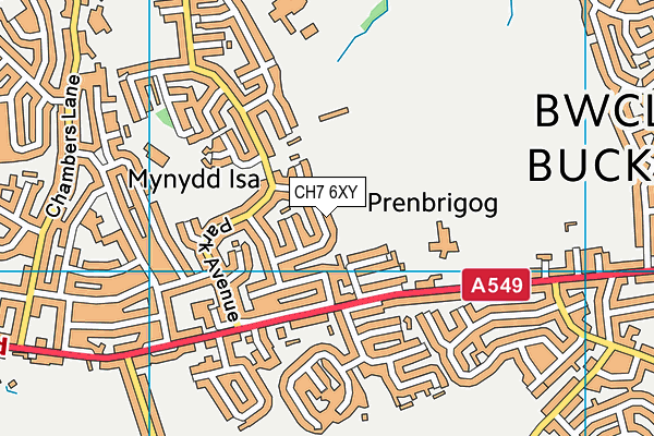 CH7 6XY map - OS VectorMap District (Ordnance Survey)