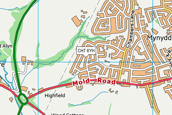 CH7 6YH map - OS VectorMap District (Ordnance Survey)