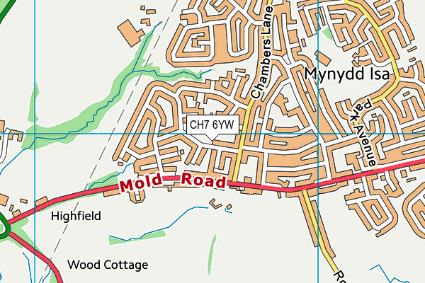 CH7 6YW map - OS VectorMap District (Ordnance Survey)