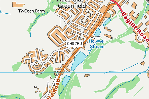 CH8 7RU map - OS VectorMap District (Ordnance Survey)