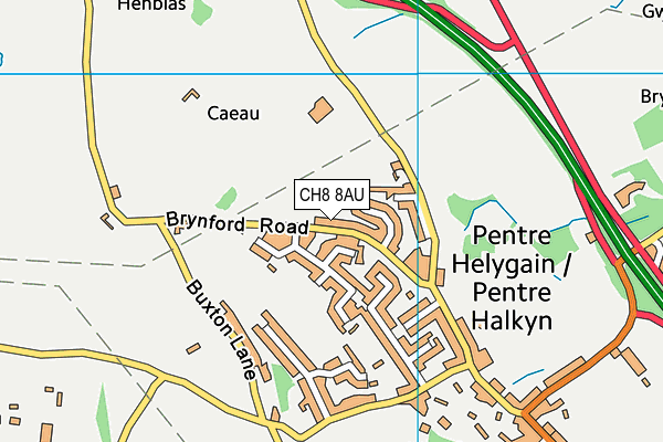 CH8 8AU map - OS VectorMap District (Ordnance Survey)