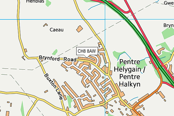 CH8 8AW map - OS VectorMap District (Ordnance Survey)