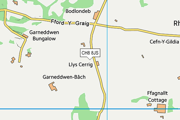 CH8 8JS map - OS VectorMap District (Ordnance Survey)