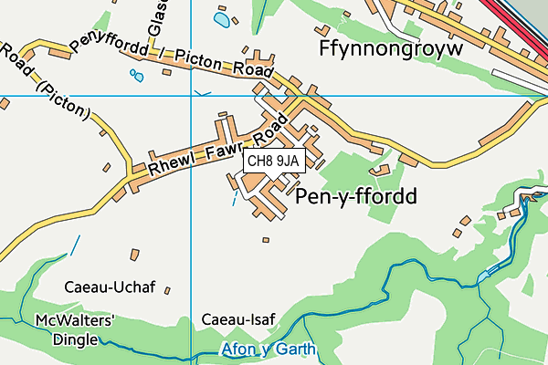 Ysgol Bryn Garth map (CH8 9JA) - OS VectorMap District (Ordnance Survey)