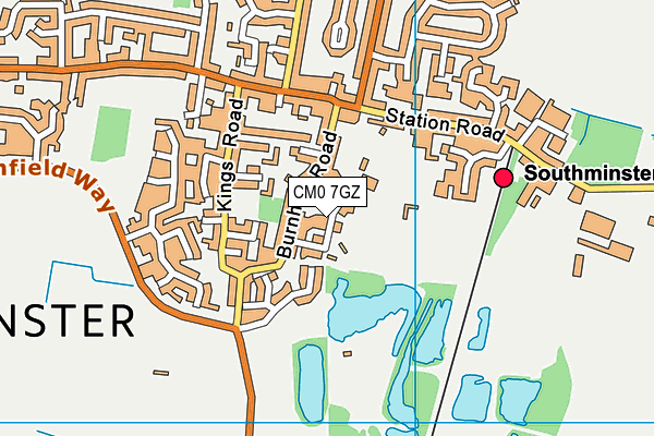 CM0 7GZ map - OS VectorMap District (Ordnance Survey)