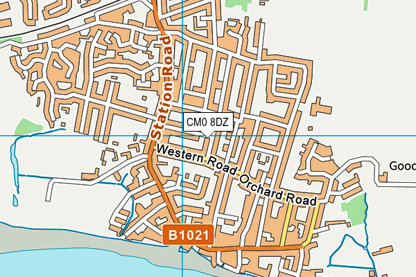 CM0 8DZ map - OS VectorMap District (Ordnance Survey)