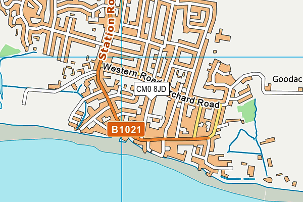 CM0 8JD map - OS VectorMap District (Ordnance Survey)