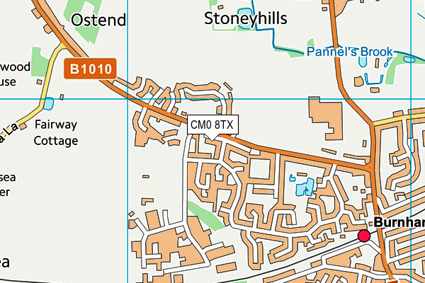CM0 8TX map - OS VectorMap District (Ordnance Survey)