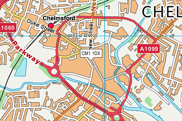 CM1 1DX map - OS VectorMap District (Ordnance Survey)