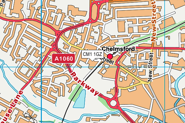 Anytime Fitness (Chelmsford) map (CM1 1GZ) - OS VectorMap District (Ordnance Survey)
