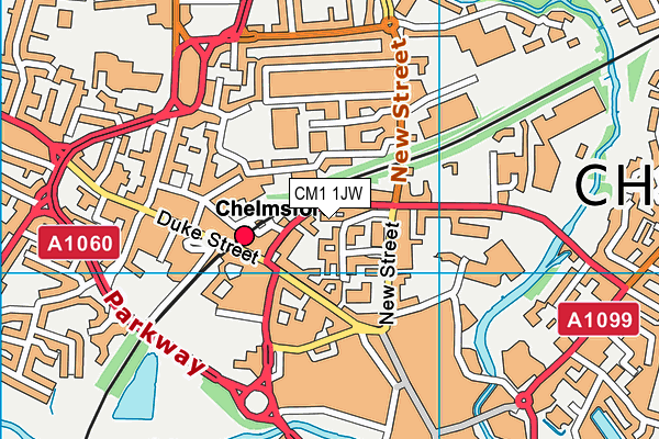 CM1 1JW map - OS VectorMap District (Ordnance Survey)