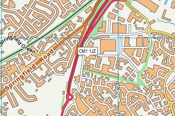 CM1 1JZ map - OS VectorMap District (Ordnance Survey)