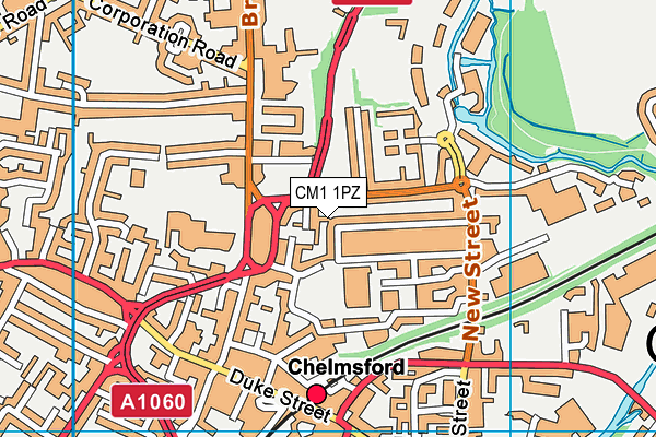 CM1 1PZ map - OS VectorMap District (Ordnance Survey)