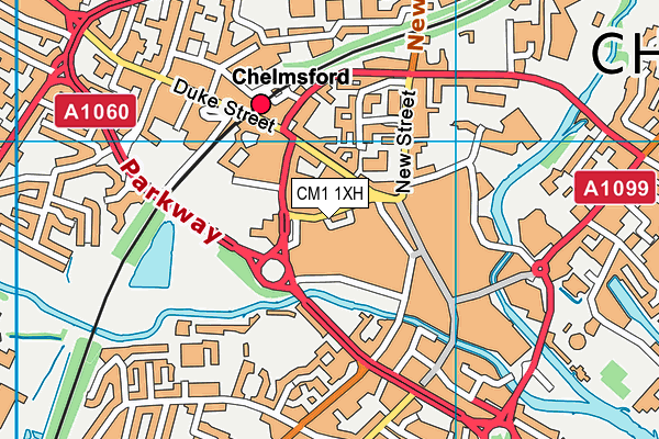CM1 1XH map - OS VectorMap District (Ordnance Survey)