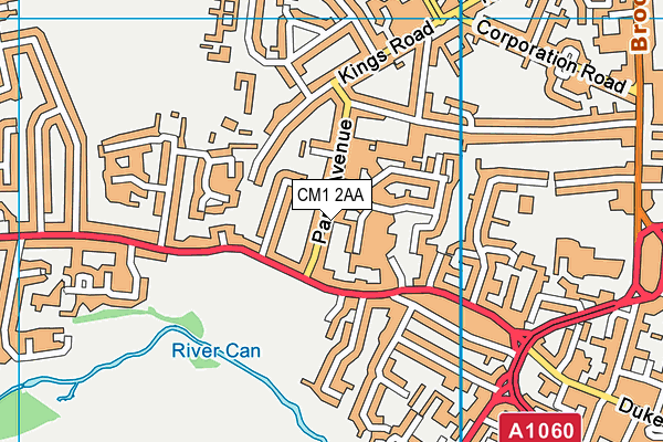 CM1 2AA map - OS VectorMap District (Ordnance Survey)