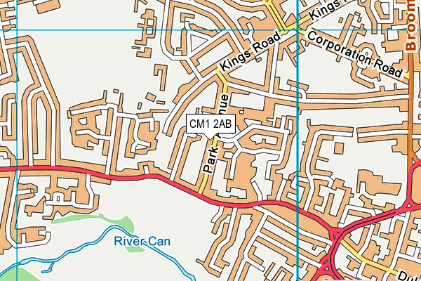 CM1 2AB map - OS VectorMap District (Ordnance Survey)