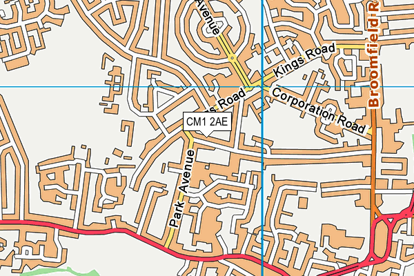 CM1 2AE map - OS VectorMap District (Ordnance Survey)