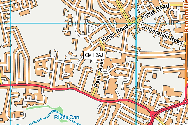 CM1 2AJ map - OS VectorMap District (Ordnance Survey)