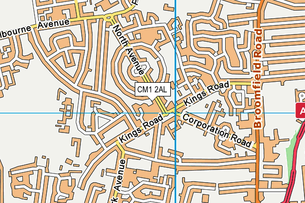 CM1 2AL map - OS VectorMap District (Ordnance Survey)