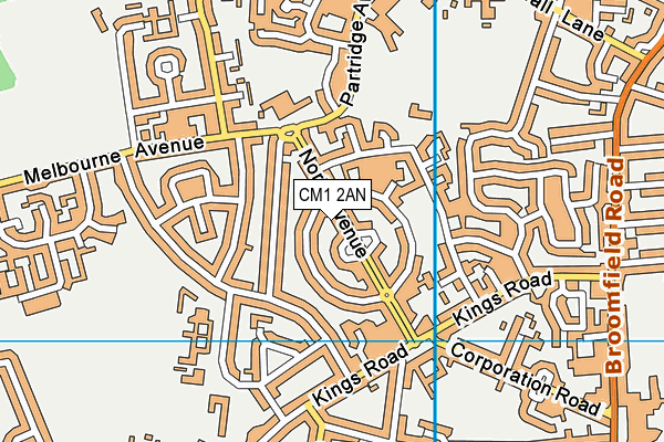 CM1 2AN map - OS VectorMap District (Ordnance Survey)