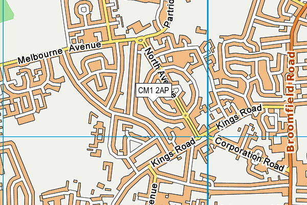 CM1 2AP map - OS VectorMap District (Ordnance Survey)