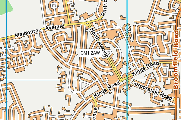 CM1 2AW map - OS VectorMap District (Ordnance Survey)