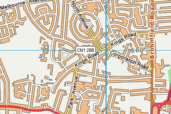 Kings Road Primary School map (CM1 2BB) - OS VectorMap District (Ordnance Survey)