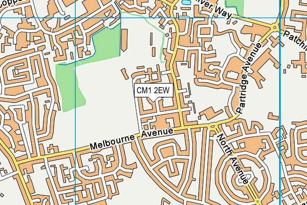 CM1 2EW map - OS VectorMap District (Ordnance Survey)
